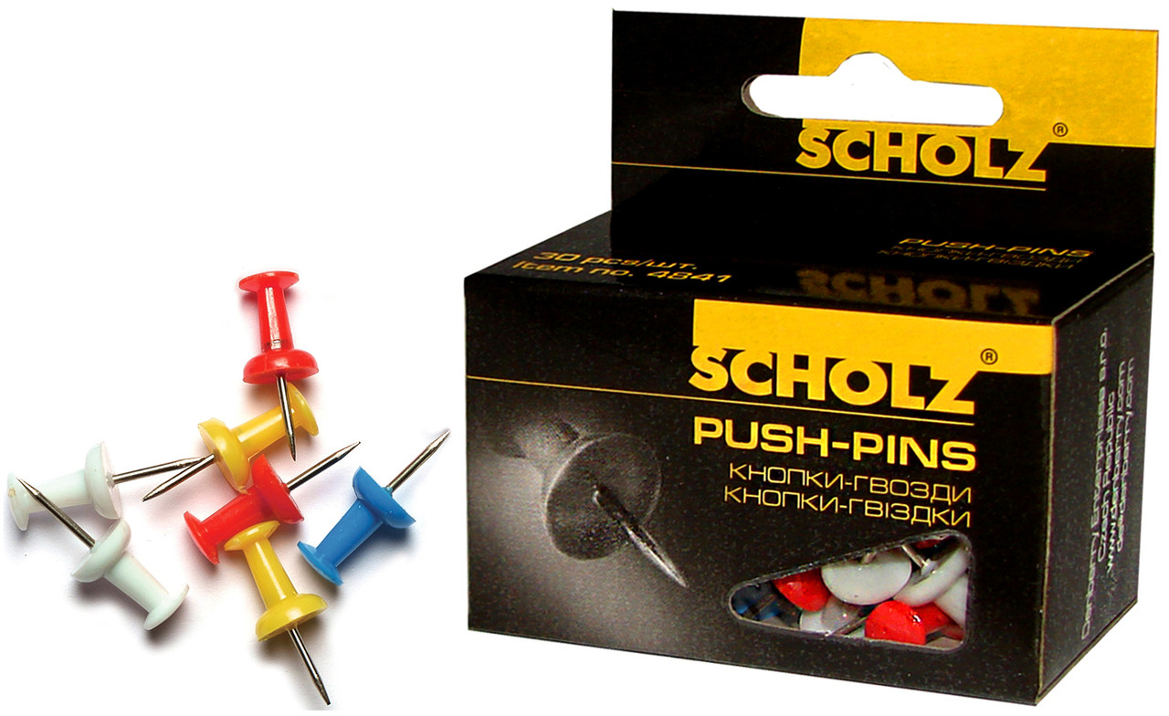 Кнопки SCHOLZ (4841SCH), металеві з пластиковим гвіздочком, 30шт.